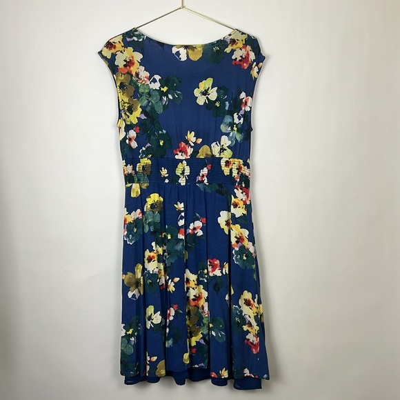 Maeve Anthropologie Evaline sleeveless A-line Floral Blue Dress S - Picture 4 of 13